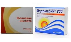 Совмещение препаратов: йодомарин, фолиевая кислота и льняное масло в капсулах